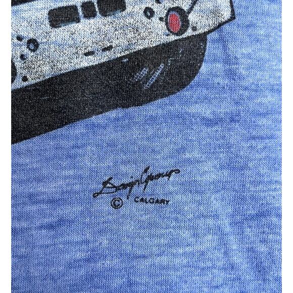 Vintage 70s 80s Peterbilt Ringer T-Shirt Trucker Semi Truck Stop Tee Shirt S/M - Picture 5 of 5